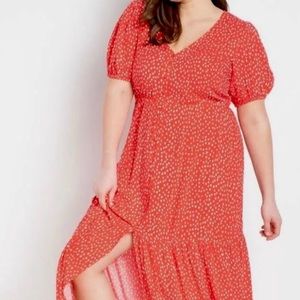 Button Front Flounce Hem Dress